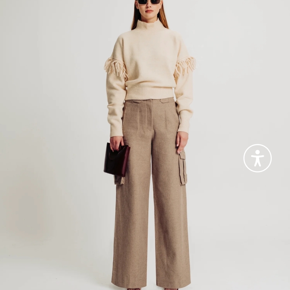 Torn By Ronny Kobo Tan Wide Leg Pants